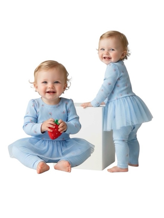 Wonder Nation Other - wonder nation Baby Blue Ribbed Rainbow Bodysuit And Tulle Skeggings Set
